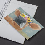 Boerderij ventilator - Koe met kroon op de bloem Briefkaart<br><div class="desc">Boerderij Fun II van Jade Reynolds. Met een bruine koe met een bloemkroon.</div>
