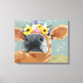 Boerderij ventilator - Koe met kroon op de bloem Canvas Afdruk (Voorkant)