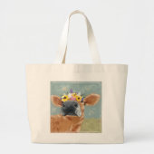 Boerderij ventilator - Koe met kroon op de bloem Grote Tote Bag (Voorkant)