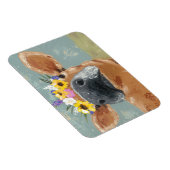 Boerderij ventilator - Koe met kroon op de bloem Magneet (Rechterzijde)