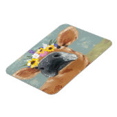 Boerderij ventilator - Koe met kroon op de bloem Magneet (Linkerzijde)