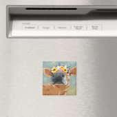 Boerderij ventilator - Koe met kroon op de bloem Magneet (Insitu (Vaatwasser))