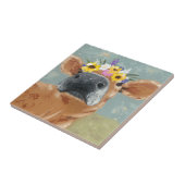 Boerderij ventilator - Koe met kroon op de bloem Tegeltje (Zijkant)