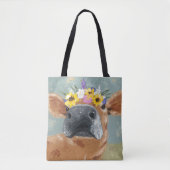 Boerderij ventilator - Koe met kroon op de bloem Tote Bag (Voorkant)