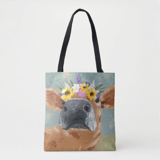Boerderij ventilator - Koe met kroon op de bloem Tote Bag (Voorkant)