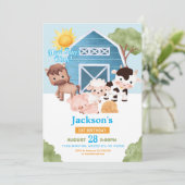 Boerderij Verjaardag 1e Nodig Blue Boys One Animal Kaart (Staand voorkant)