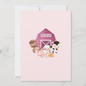 Boerderij Verjaardag 1e Nodig Roze Meisjes Een Die Kaart (Achterkant)