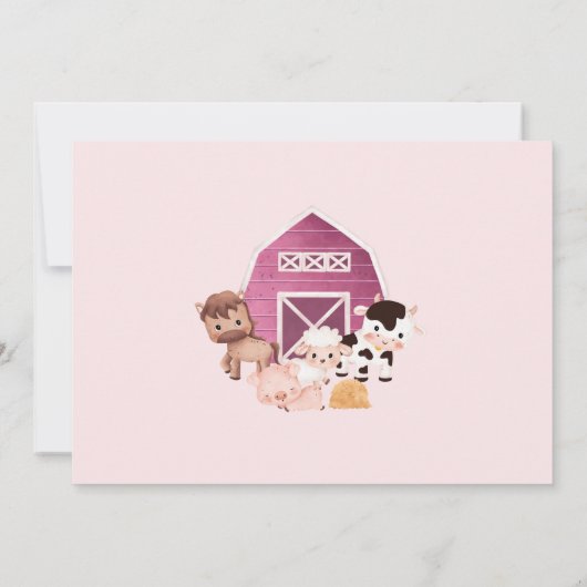 Boerderij Verjaardag 1e Nodig Roze Meisjes Een Fot Kaart (Achterkant)