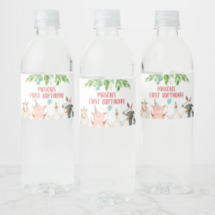 Boerderij Verjaardag Barnyard Dieren Jongen Decor  Waterfles Etiket