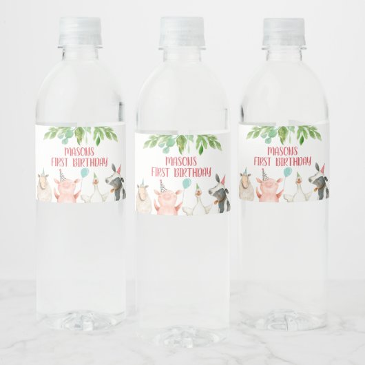 Boerderij Verjaardag Barnyard Dieren Jongen Decor Waterfles Etiket (Flessen)