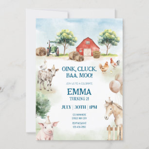 Boerderij Verjaardag bewerkbare Sjabloon - Schuur Kaart