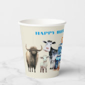 Boerderij Verjaardag Blue Tractor Party Papieren Bekers (Voorkant)