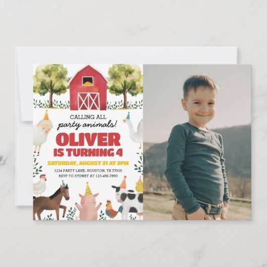 Boerderij Verjaardag Foto Uitnodiging (Voorkant)