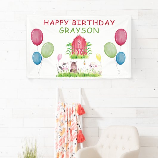 Boerderij Verjaardag gepersonaliseerd Spandoek (Insitu)