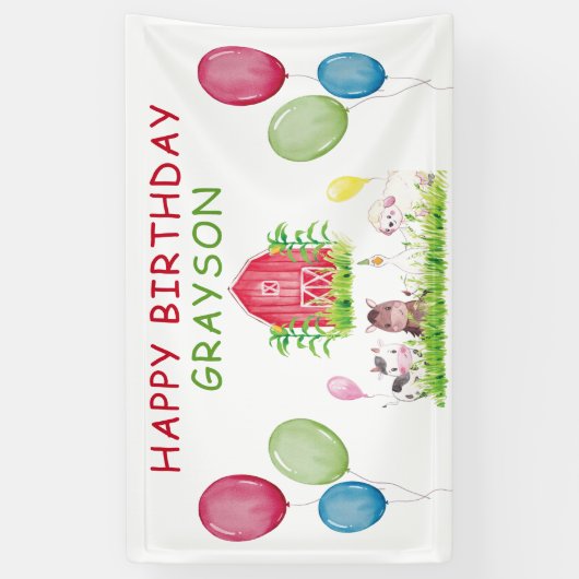 Boerderij Verjaardag gepersonaliseerd Spandoek (Verticaal)