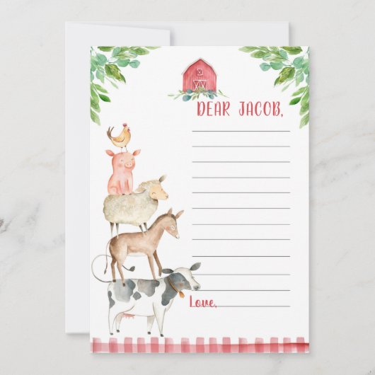 Boerderij Verjaardag Jongen Barnyard Time Capsule  Kaart (Voorkant)