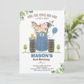 Boerderij Verjaardag Jongen Oude MacDonald Barnyar Kaart (Staand voorkant)