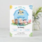 Boerderij Verjaardag Jongen Uitnodiging (Staand voorkant)