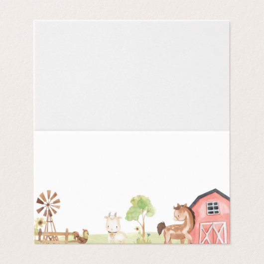 Boerderij Verjaardag of Baby shower Buffet Food La Kaart (Buitenkant ongevouwen)