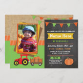 Boerderij Verjaardag Party Pompoen Tractor Foto Ui Kaart (Voorkant / Achterkant)