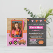 Boerderij Verjaardag Party Pompoen Tractor Foto Ui Kaart (Staand voorkant)