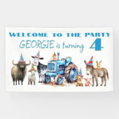 Boerderij Verjaardag Tractor Animal Party Welkom Spandoek (Horizontaal)