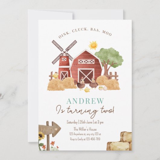 Boerderij Verjaardag Uitnodiging, Barnyard Boys Ve Kaart (Voorkant)