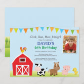 Boerderij Verjaardag Uitnodiging Barnyard Party (Voorkant / Achterkant)