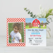 Boerderij Verjaardag Uitnodiging Barnyard Party (Staand voorkant)