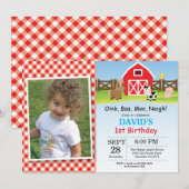 Boerderij Verjaardag Uitnodiging Barnyard Party (Voorkant / Achterkant)