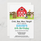 Boerderij Verjaardag Uitnodiging Barnyard Party (Voorkant / Achterkant)