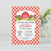 Boerderij Verjaardag Uitnodiging Barnyard Party (Staand voorkant)