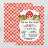 Boerderij Verjaardag Uitnodiging Barnyard Party (Voorkant / Achterkant)