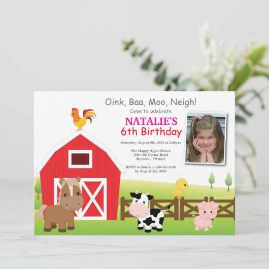 Boerderij Verjaardag Uitnodiging Land Barnyard Par (Staand voorkant)