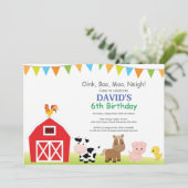 Boerderij Verjaardag Uitnodiging Land Barnyard Par (Staand voorkant)