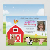 Boerderij Verjaardag Uitnodiging Land Barnyard Par (Voorkant / Achterkant)