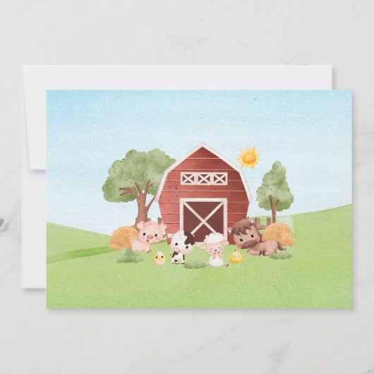 Boerderij Verjaardag Uitnodiging - Waterverf - Bar (Achterkant)