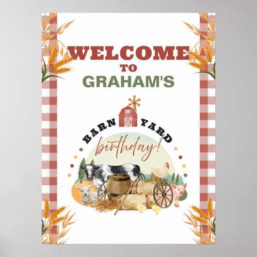 Boerderij Verjaardag Welkom Bord Poster (Voorkant)