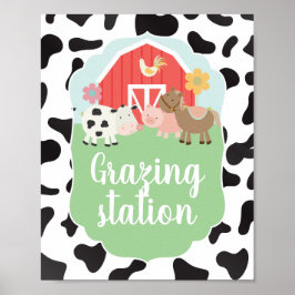 Boerderij verjaardagsfeest bord grazing station vo poster
