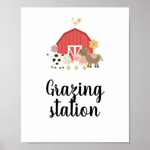 Boerderij verjaardagsfeest bord grazing station vo poster