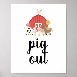 Boerderij Verjaardagsfeest Bord Varken Uit eten bo Poster