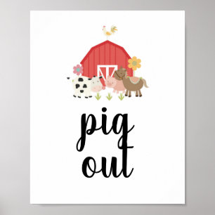 Boerderij Verjaardagsfeest Bord Varken Uit eten bo Poster