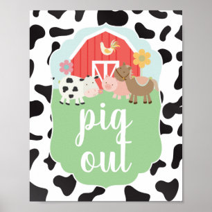 Boerderij verjaardagsfeest bord Varken Uit eten bo Poster