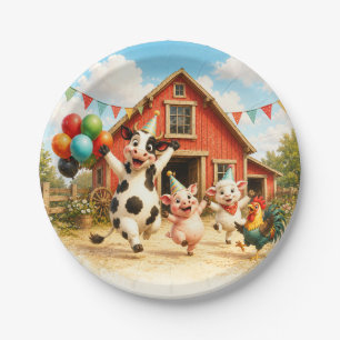 Boerderij verjaardagsfeest met knuffelige schuurdi papieren bordje