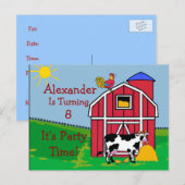 Boerderij Verjaardagsfeest-Personaliseer het Uitnodiging Briefkaart (Voorkant / Achterkant)