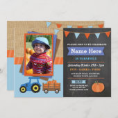 Boerderij verjaardagsfeest Pompoen Tractor Foto Ui Kaart (Voorkant / Achterkant)