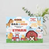 Boerderij verjaardagsfeest uitnodiging (Staand voorkant)