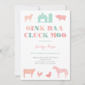 boerderij verjaardagsfeest voor meisje , oink baa  kaart (Voorkant)