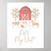 Boerderij verjaardagsfeestje laten we uithangbord poster (Voorkant)