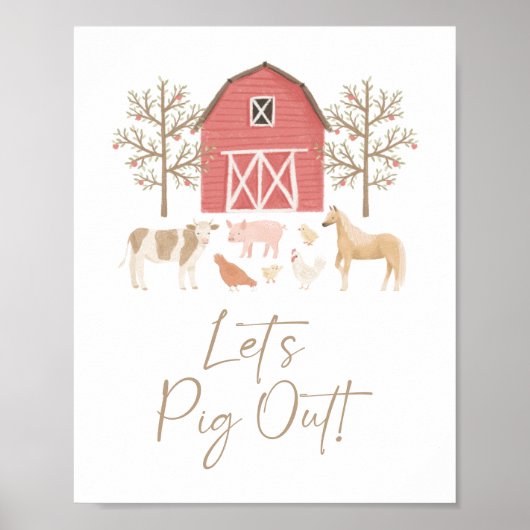 Boerderij verjaardagsfeestje laten we uithangbord poster (Voorkant)